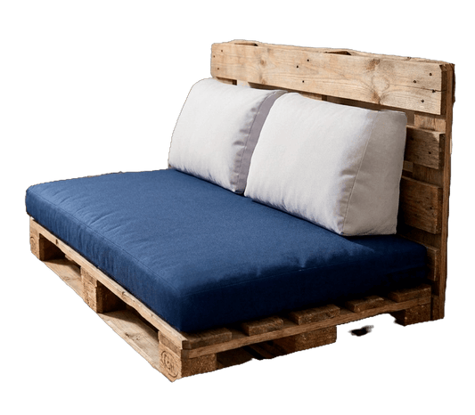 Ensemble Coussins Palette Jardin 100% Coton — Bleu Marine & Gris Clair | Jby Création - LLX ConceptStore - Textile extérieur