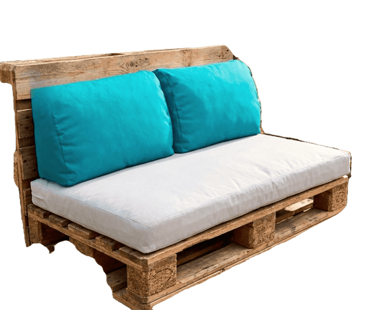 Ensemble Coussins Palette Jardin 100% Coton — Gris Clair & Turquoise | Jby Création - LLX ConceptStore - Textile extérieur