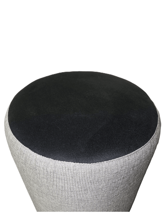 Pouf Design Gris Chiné Brillant & Velours Noir — Assise Décorative Salon | Jby Création - LLX ConceptStore - Petit mobilier