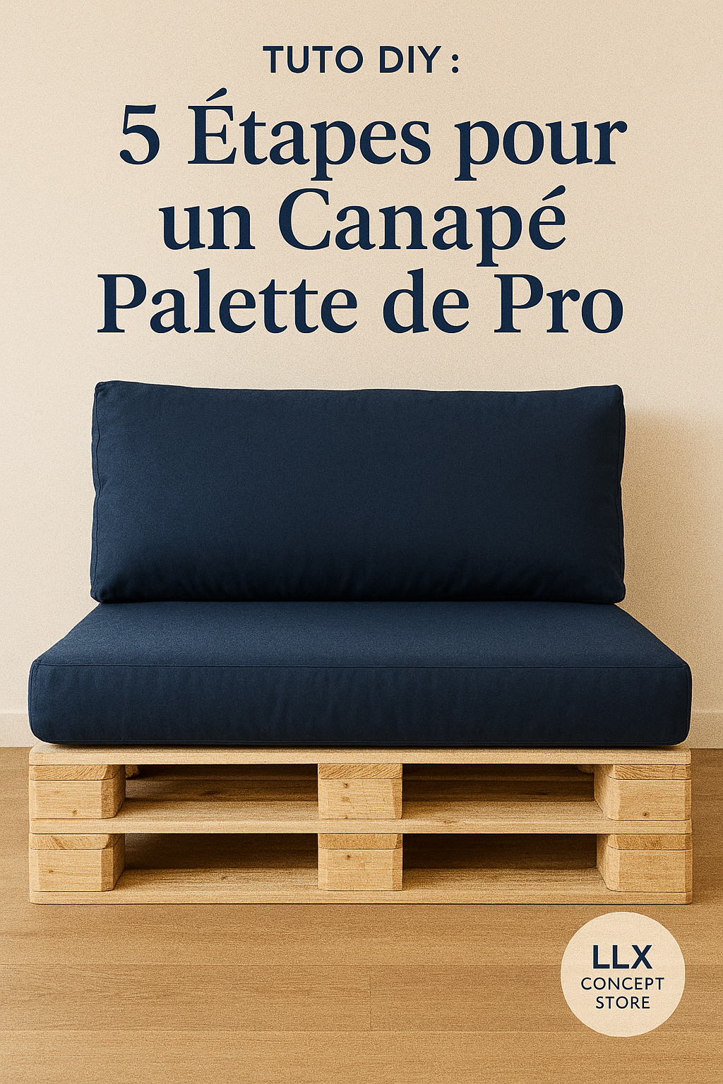 Tutoriel DIY canapé en palette de bois avec coussins 100% coton extérieur — guide complet pas à pas par LLX ConceptStore