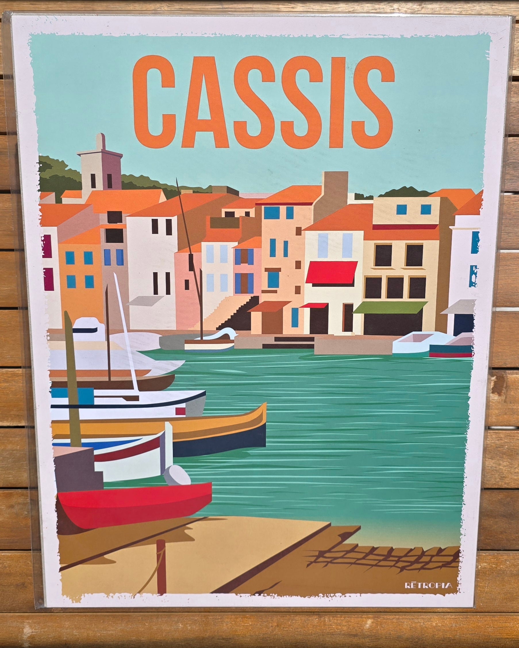 Affiche vintage 30x40 cm du port de Cassis, illustration rétro provençale, papier mat 250g made in France