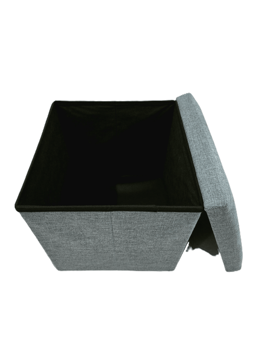 Pouf Coffre Rangement Pliable Nanou Tissu Pétrole Chiné — 2 en 1 Assise & Rangement | Jby Création - LLX ConceptStore - Petit mobilier
