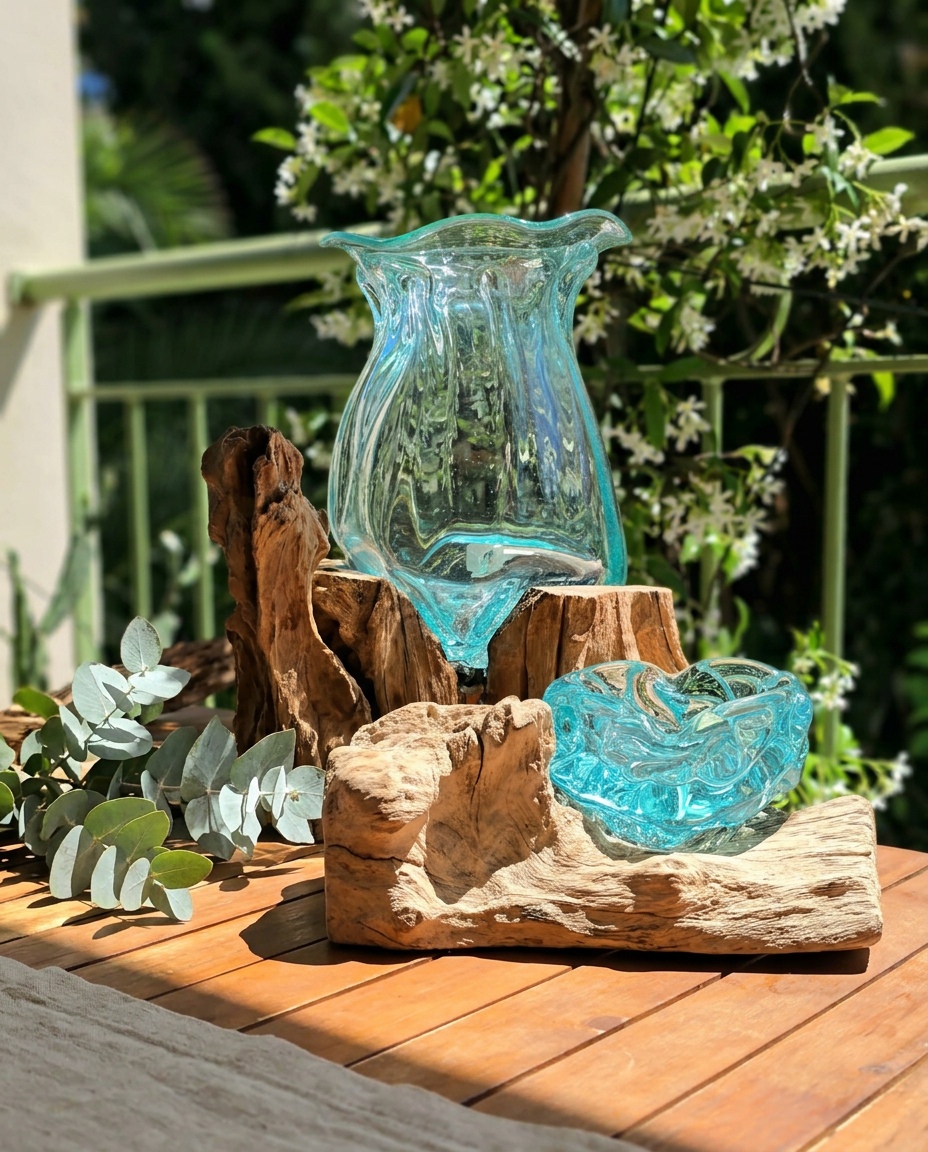 Pack Artisanal Signature LaPailleBambou — Grand Vase 25 cm + Grand Cendrier 20 cm - LLX ConceptStore - Coffret Déco