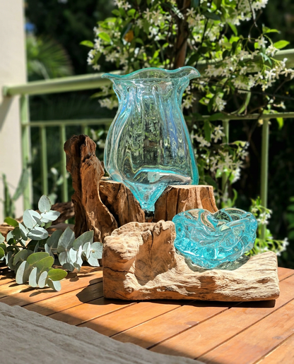 Pack Artisanal Signature LaPailleBambou — Grand Vase 25 cm + Grand Cendrier 20 cm - LLX ConceptStore - Coffret Déco