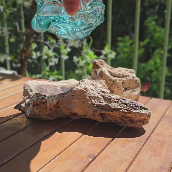 Vidéo — Présentation de toute la collection LaPailleBambou disponible : soliflores et vases, petit et grand cendrier en verre soufflé recyclé sur teck, sculpture en métal peint cocotier pièces uniques faites main et éco-responsables — LLX ConceptStore